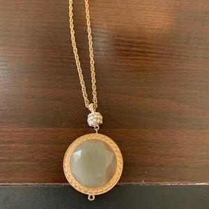 Gold Chain Necklace with Circular Stoned Pendant